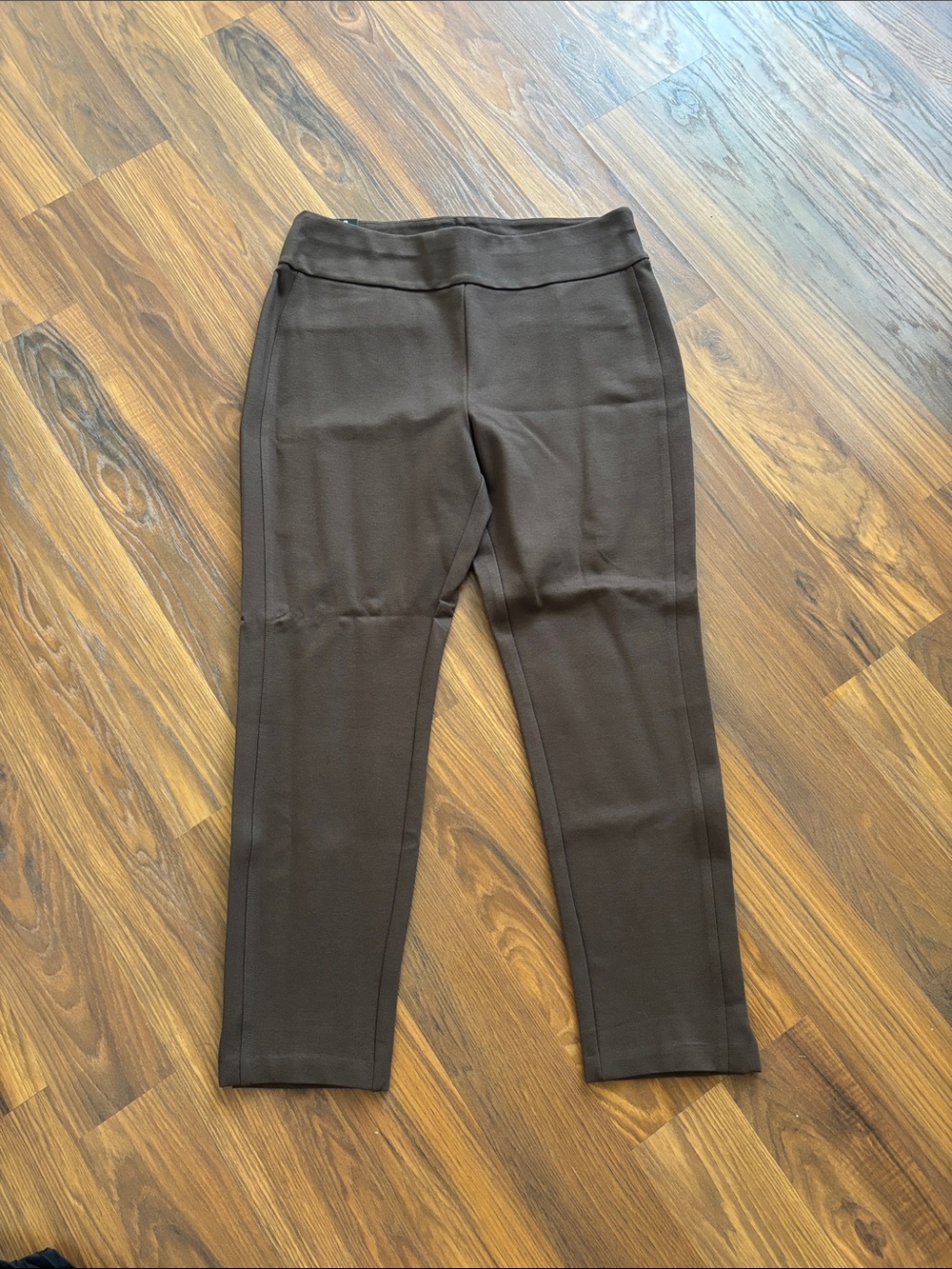 Express Ponte Ankle Pants in Dark Brown